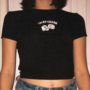 Cute Trendy Retro Tight Cropped Tee